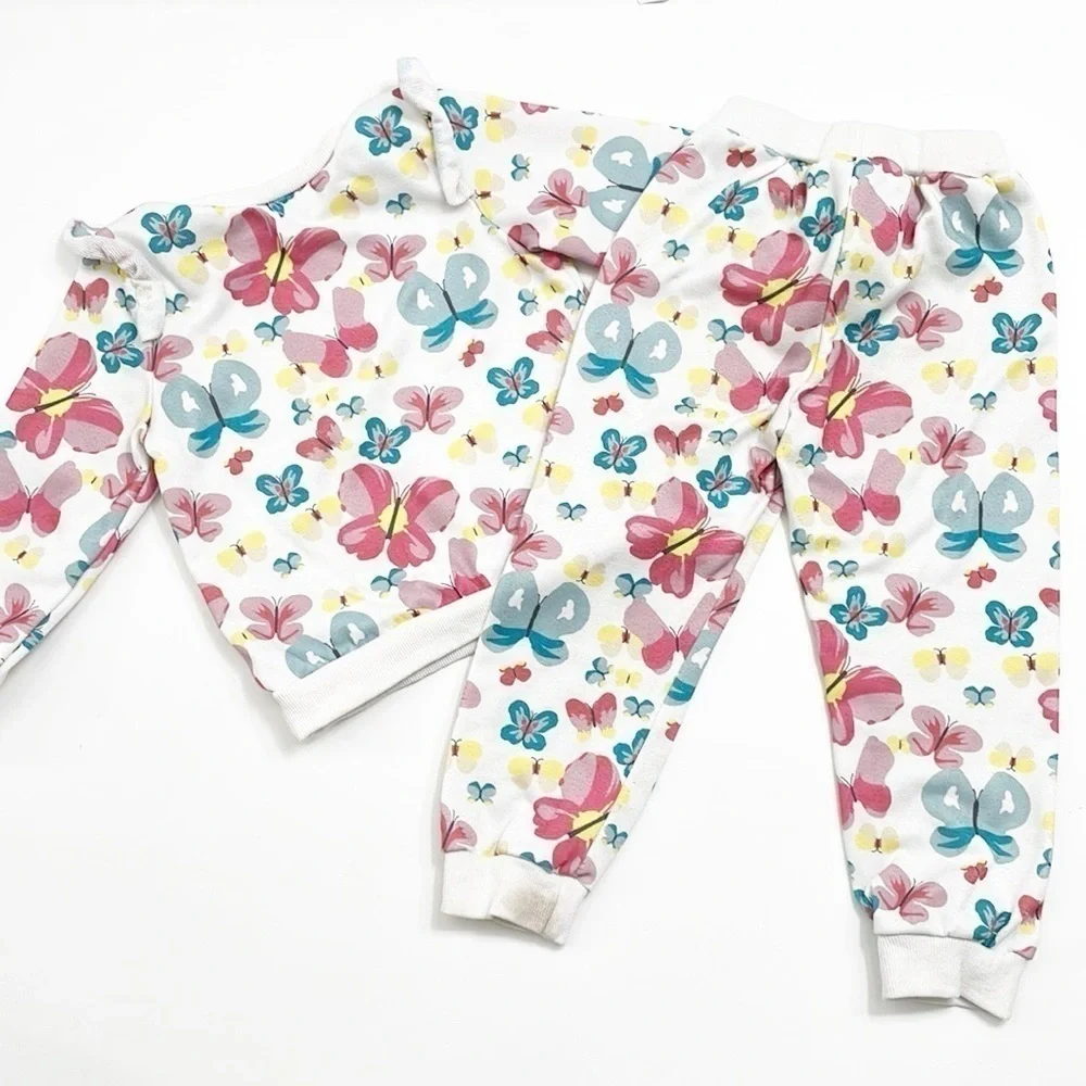 SHEIN toddler girls butterfly print matching set